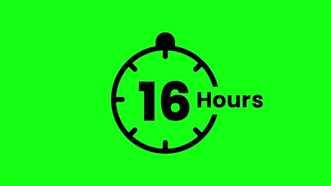 16 Hours green screen animation. Service opening hours, work time or delive.. Stock Footage 333139352