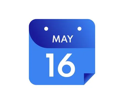 16 May, Single Day in Calendar isolated on white background Stock Illustration