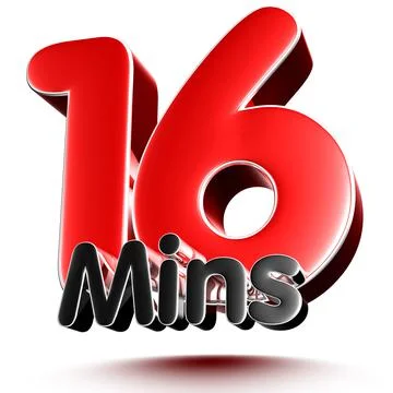 16 mins isolated on white background illustration 3D rendering with clipping  Stock Illustration