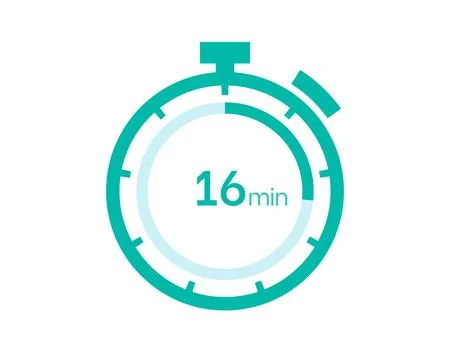 16 minutes timer icon, 16 min digital timer. Clock and watch, timer, countdow Stock Illustration