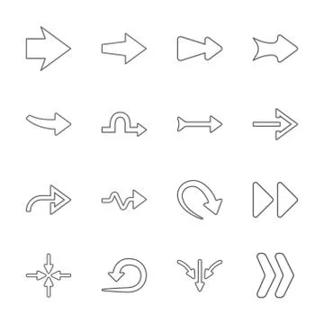 16 new simple arrows Stock Illustration
