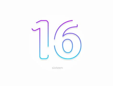 16 number, modern gradient font alphabet. Trendy, dynamic creative style desi Stock Illustration