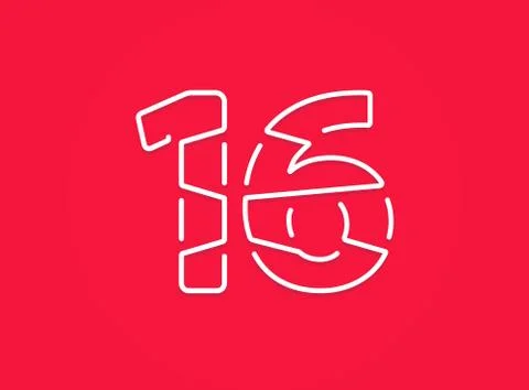 16 number. Modern trendy, creative style design. For logo, brand label, desig Stock Illustration