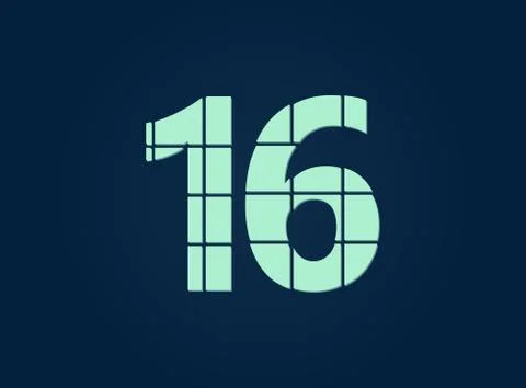 16 number, vector desing font.  Made of knife cut. For logo, brand label, des Stock Illustration