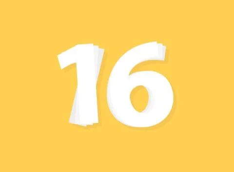 16 Number vector, modern layers design font. Eps10 illustration Stock Illustration