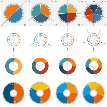 16 numbered Templates for Infographics 2, 3, 4, 5 positions Stock Illustration