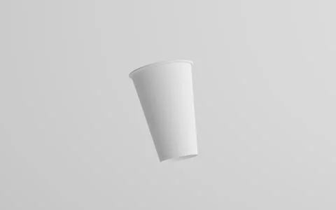 16 oz. Single Wall Paper Large Coffee Cup Mockup - One Floating Cup. 3D Illus Stock Illustration