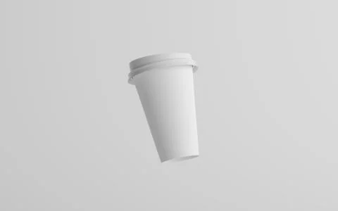 16 oz. Single Wall Paper Large Coffee Cup Mockup with White Lid - One Floatin Stock Illustration