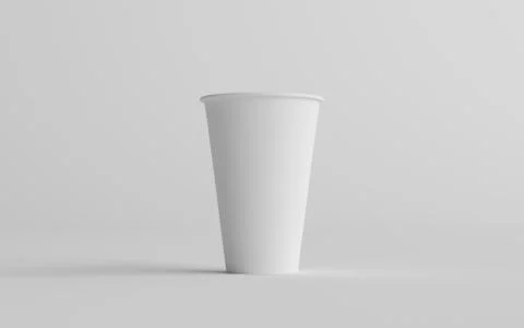 16 oz. Single Wall Paper Large Coffee Cup Mockup - One Cup. 3D Illustration Stock Illustration