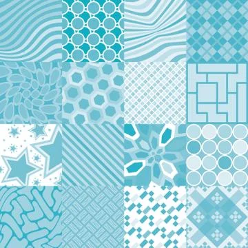 16 patterns of square tiles - illustration Stock Illustration