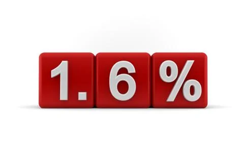1.6 percent embossed on red cubes Stock Illustration