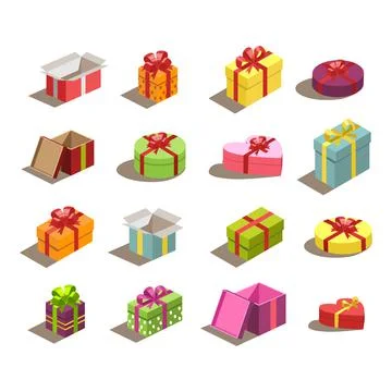 16 pieces of different boxes on a white background - Vector Illustrazione stock