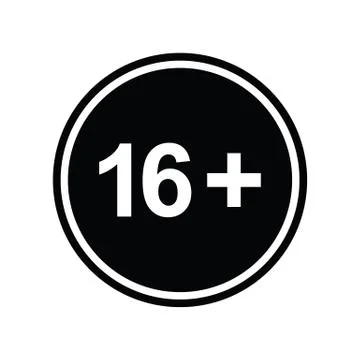 16 plus icon. black vector 16 + plus sign Stock Illustration