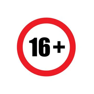 16 plus icon vector under sixteen years prohibition sign, adults only for you Stockillustratie