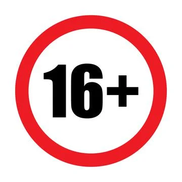 16 plus icon vector under sixteen years prohibition sign, adults-only for you Stock Illustration