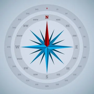 16 point compass design with degrees Stock-Illustration