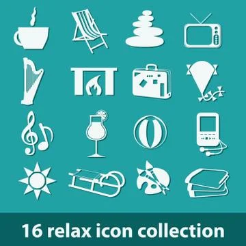 16 relax icon collection Stock Illustration