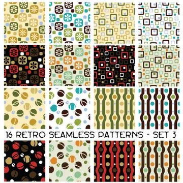 16 seamless retro patterns - set 3 Stock Illustration