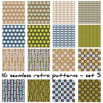 16 seamless retro patterns - set 5 Stock Illustration