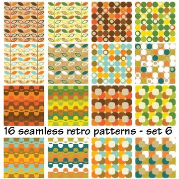 16 seamless retro patterns - set 6 Stock Illustration