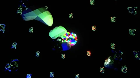 16 seconds of DJ orb planet and asteroid knots orbits on black background Stock Footage 281830064