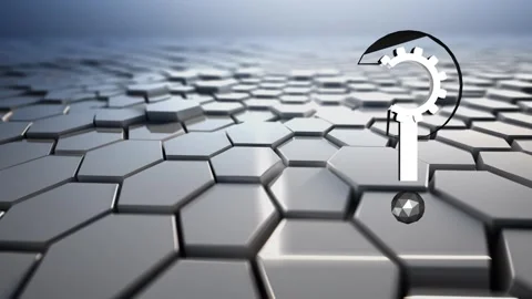 16 seconds hexagon landscape moving question mark Stock Footage 281395437