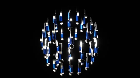 16 seconds of  moving ball of question marks on black background Stock Footage 281830046