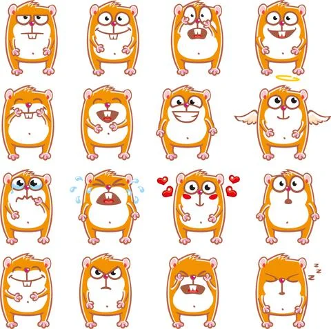 16 smiley hamsters Stock Illustration