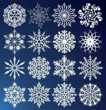 16 snowflakes Stock Illustration