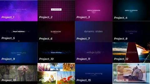 16 stylish slideshows - one file !!! (Collection № 20) Modèle After Effects