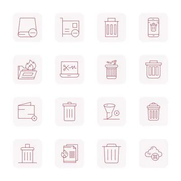 16 Thin Outline Editable Vector Icons tailored for Remove Data 128x128 inte.. Stock Illustration