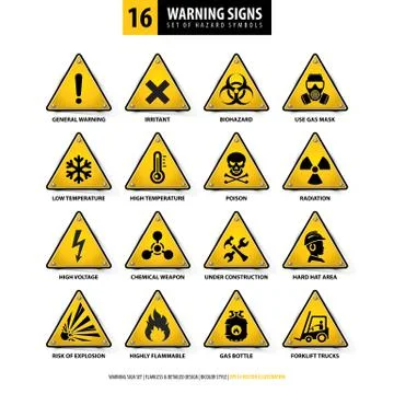 16 triangle warning signs Stock Illustration