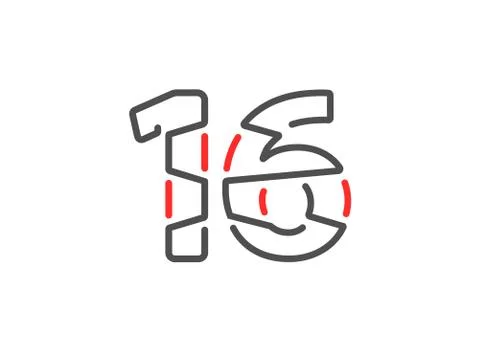 16 vector number. Modern trendy, creative style line design. For logo, brand  Illustrazione stock