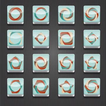 16 vector  shiny icons Stock Illustration