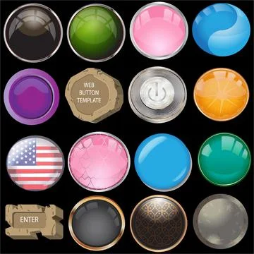 16 Web Button Template Stock Illustration