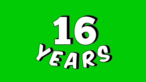 16 years text animation motion graphics cartoon on green screen Stock Footage 307919735