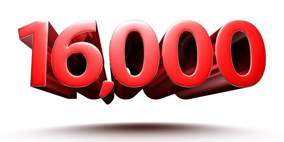 16000 numbers in a 3D rendering, white background with clipping path. Stock Illustration