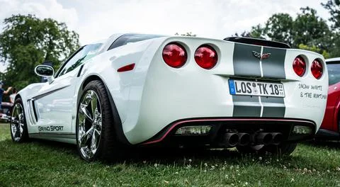 DIEDERSDORF,  GERMANY  -  AUGUST  21,  2021:  The  sports  car  Chevrolet  Corvette  Grand  Sport  Convertible.  Rear  view.  The  exhibition  of  "US  Car  Classics". xkwx america,  american,  auto,  automobile,  automotive,  car,  classic,  design,  diedersdorf,  exhibition,  germany,  machine,  model,  style,  transport,  transportation,  us,  usa,  vehicle,  engine,  sports  car,  Chevrolet,  Corvette,  Grand  Sport,  Convertible,  cabrio,  cabriolet,  2-door,  c6,  rear  view,  back,  GM,  General  Motors,  muscle  car