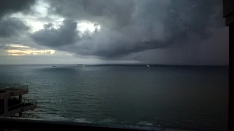 161 764 TL Hurricane over coast Stock Footage 108264106