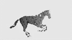 Horse made of static smoke running, seamless loop, Alpha Channel