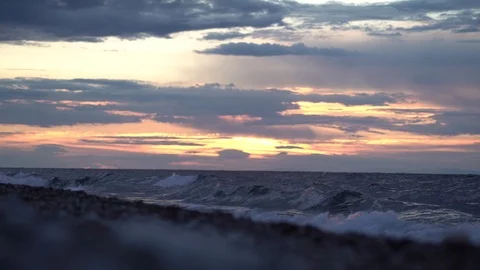 1622. Sunset Beach with Beautiful Clouds 4K Stock Footage 88729581