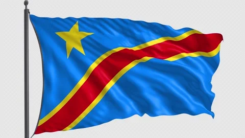 164 Flag of The Democratic Republic of the Congo with Alpha channel 3D Rende Stock Footage 159249753