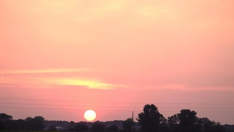 1644. Huge Sunset in the Fields 4K Stock Footage 88730722