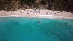 Turquoise Sea of Porto Katsiki Beach on the Mediterranean island Lefkada, Greece