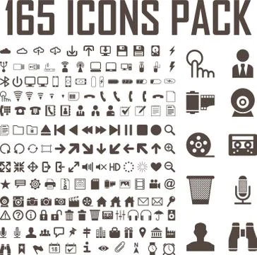 165 icons set Stock Illustration