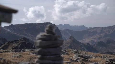 1659. Rock Pyramids to Distant Mountain Peaks 4K Stock Footage 88732396