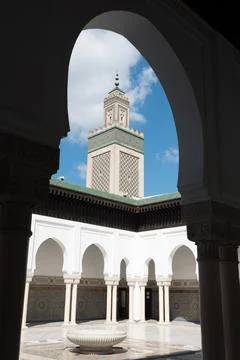 Scenic view of the minaret of the Grande Mosquee de Paris Paris, Île-de ...