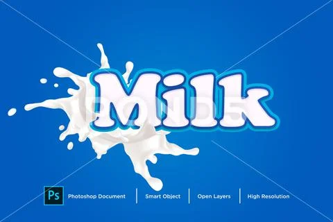 167 milk text effect Design Photoshop Layer Style Modello PSD