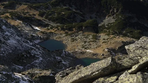 1672. High View on Mountain Lakes 4K Stock Footage 88733152