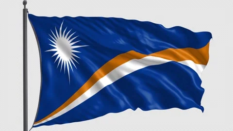 168 Flag of The Marshall Islands with Alpha channel 3D Rendering 168 Stock Footage 159250706